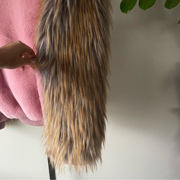 Shaci Faux Fox Fur Pink Bomber Jacket Teddy Coat Mob Wife Size Large - Picture 3 of 13